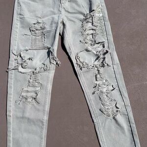 Distressed Light Gray Jeans